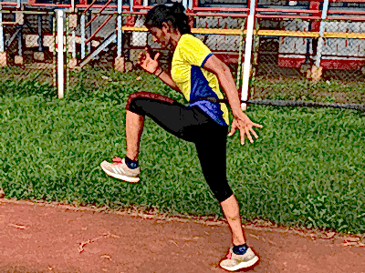 Going through athletics drills